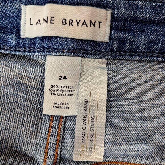 Lane Bryant Flex Magic Waistband High Rise Straight Jeans Size 24 Raw Hem - Picture 5 of 6
